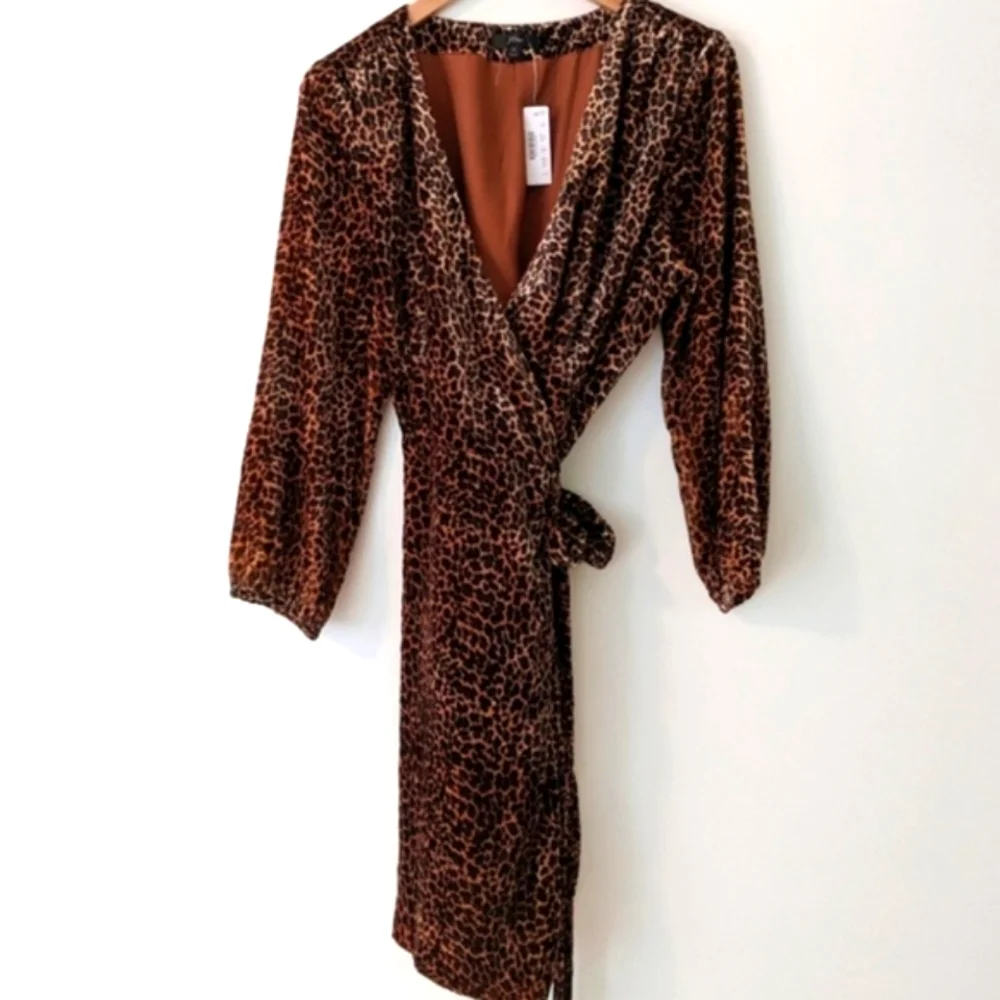 J. Crew Leopard Velvet Wrap Dress NWT